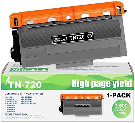 מחסנית TN-720 TN720 1 חבילה שחורה טונר שחור [8,500 תשואה עמוד], תחליף תואם של NUCA לאח TN720 DCP-8510DN MFC-8710DW